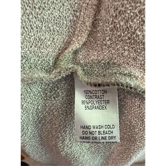 Size 1X Easel Los Angeles Peace Sign Patch Terry Soft Wash Tunic Top in Oatmeal - Picture 9 of 9